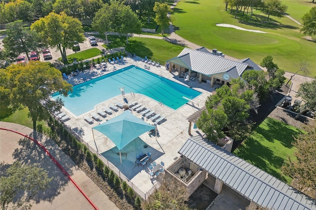 2822 Roundrock, Mckinney, TX 75072 - drone / aerial view of a pool area and a golf course