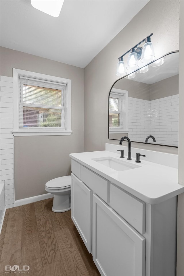 9312 Pine Grove St, Shreveport, LA 71118 - full bathroom with toilet, vanity, healthy amount of natural light, and wood finished floors