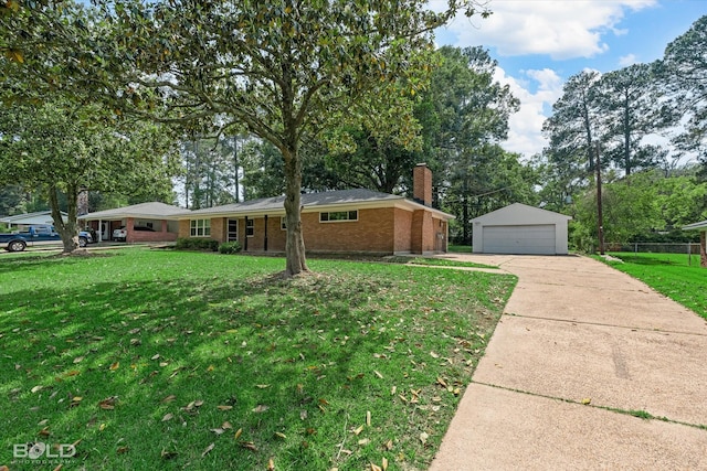 9312 Pine Grove St, Shreveport, LA 71118 - single story home with a detached garage, an outdoor structure, a chimney, and brick siding
