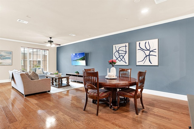 1600 Abrams Rd Unit 58, Dallas, TX 75214 - dining space featuring light wood-type flooring, crown molding, ceiling fan, baseboards, and recessed lighting