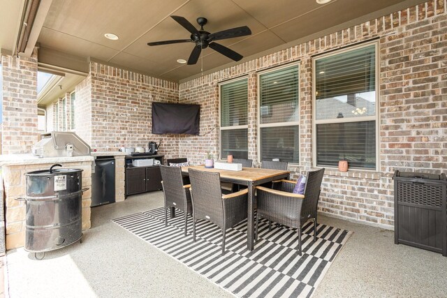1502 Barley Ct, Forney, TX 75126 - view of patio / terrace featuring area for grilling, a ceiling fan, and outdoor dining area