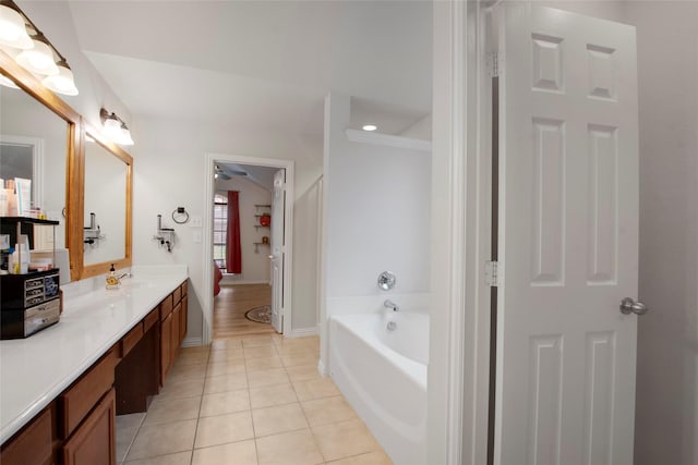 1212 Live Oak St, Royse City, TX 75189 - full bath featuring tile patterned flooring, a bath, vanity, baseboards, and ornamental molding