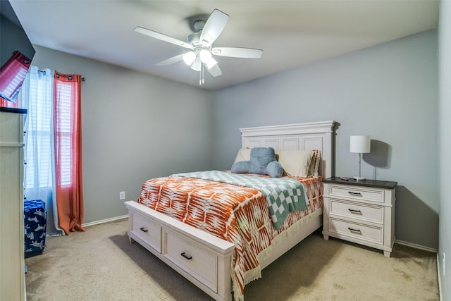 1224 Evergreen St, Royse City, TX 75189 - bedroom featuring light colored carpet, baseboards, and a ceiling fan