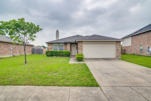 1224 Evergreen St, Royse City, TX 75189 - view of front of house with an attached garage, a chimney, brick siding, concrete driveway, and roof with shingles
