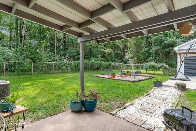 2147 Pine Hill Rd, Shreveport, LA 71107 - view of yard with a patio area, a fire pit, and central air condition unit