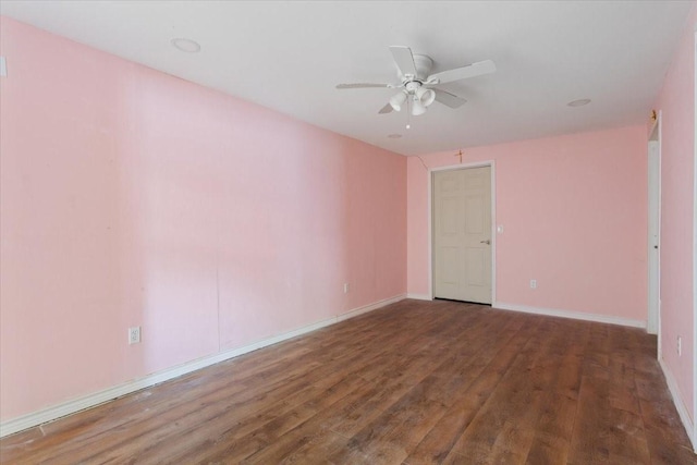 413 Houghton Ave, Marlin, TX 76661 - spare room with wood finished floors, a ceiling fan, and baseboards