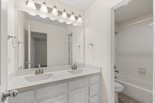 1514 Carnation St, Celina, TX 75078 - bathroom featuring toilet, tile patterned flooring, double vanity, and washtub / shower combination