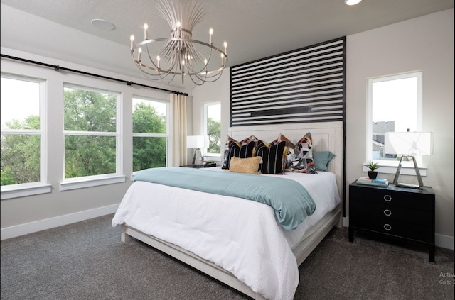1406 Fennel, Argyle, TX 76226 - bedroom with a chandelier, baseboards, carpet flooring, and recessed lighting