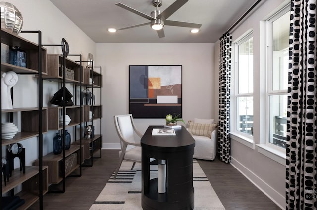1406 Fennel, Argyle, TX 76226 - office with a ceiling fan, healthy amount of natural light, dark wood-type flooring, and recessed lighting