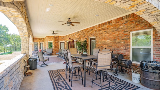 1851 Rock Church Hwy, Tolar, TX 76476 - view of patio with outdoor dining space and ceiling fan