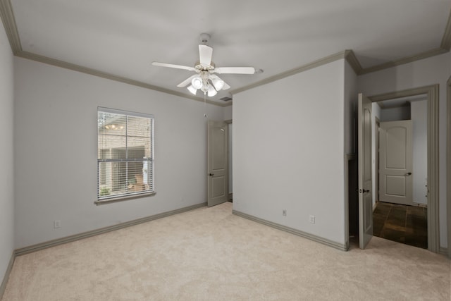 608 Guadalupe Rd, Keller, TX 76248 - unfurnished bedroom with light carpet, crown molding, baseboards, and ceiling fan