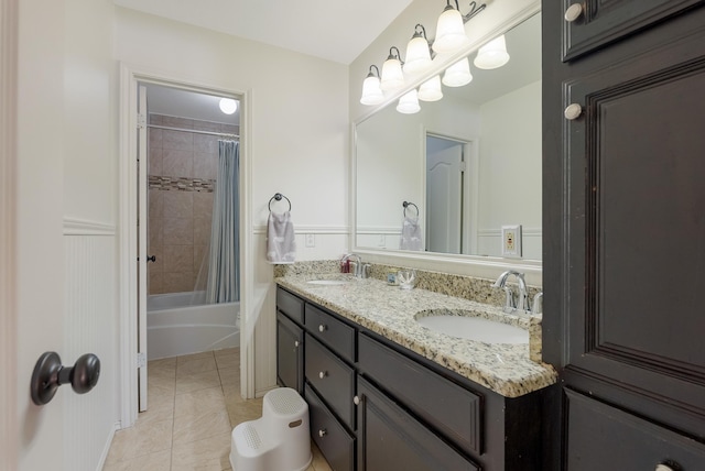 40 Pebble Beach St, Abilene, TX 79606 - bathroom with double vanity, shower / bath combo with shower curtain, and tile patterned flooring