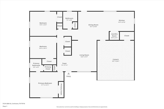 512 N 38th St, Corsicana, TX 75110 - home floor plan