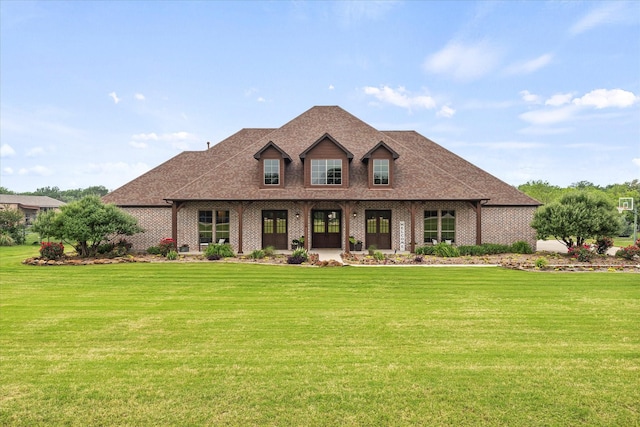 2035 Hodges Lake Dr, Rockwall, TX 75032 - view of front of home with a front yard, brick siding, and a shingled roof