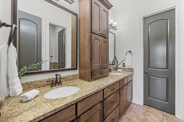 2035 Hodges Lake Dr, Rockwall, TX 75032 - bathroom featuring crown molding and double vanity