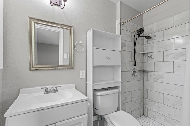 3508 Valencia Ct, Fort Worth, TX 76116 - bathroom featuring toilet, vanity, and a tile shower