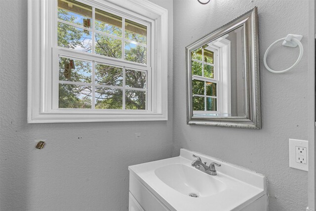 3508 Valencia Ct, Fort Worth, TX 76116 - bathroom featuring vanity and a textured wall
