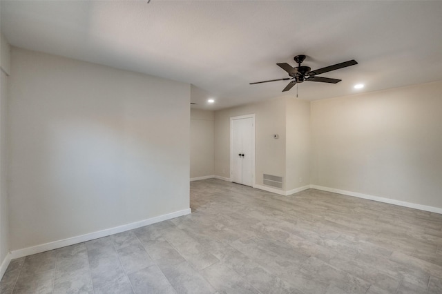 2622 Wynnewood Dr, Dallas, TX 75224 - empty room featuring ceiling fan, recessed lighting, and baseboards