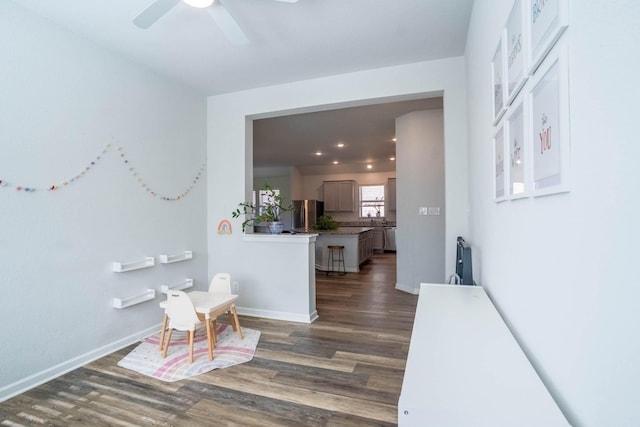 4714 Crestwood Dr, Haltom City, TX 76137 - corridor with dark wood-style floors and baseboards