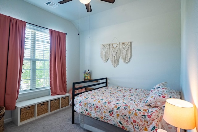 4714 Crestwood Dr, Haltom City, TX 76137 - carpeted bedroom with multiple windows, ceiling fan, and lofted ceiling