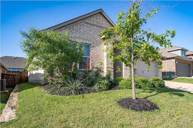 4714 Crestwood Dr, Haltom City, TX 76137 - view of front facade featuring brick siding, a garage, driveway, and central air condition unit