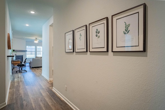 4714 Crestwood Dr, Haltom City, TX 76137 - hall with wood finished floors, baseboards, and recessed lighting