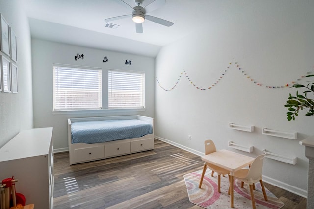 4714 Crestwood Dr, Haltom City, TX 76137 - bedroom featuring wood finished floors, baseboards, and a ceiling fan