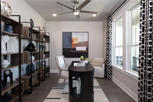 1513 Roundup, Argyle, TX 76226 - office space featuring ceiling fan, dark wood-style flooring, healthy amount of natural light, and recessed lighting
