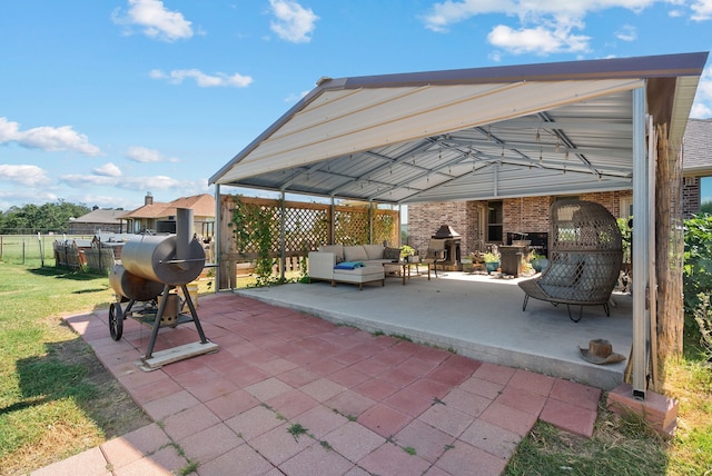 169 Savannah Dr, Brock, TX 76087 - view of patio featuring an outdoor hangout area and a gazebo