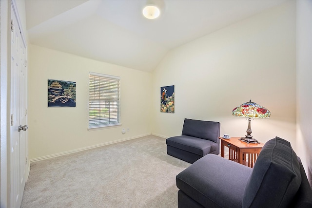 676 Woodland Way, Rockwall, TX 75087 - sitting room featuring carpet floors, lofted ceiling, and baseboards
