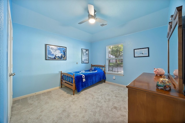 676 Woodland Way, Rockwall, TX 75087 - bedroom with carpet flooring, baseboards, and ceiling fan
