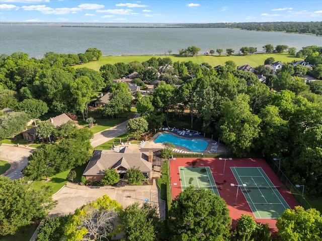 676 Woodland Way, Rockwall, TX 75087 - aerial view of a nearby body of water and a pool