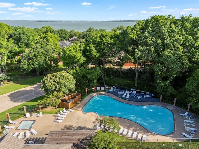 676 Woodland Way, Rockwall, TX 75087 - community pool with a patio area and a water view
