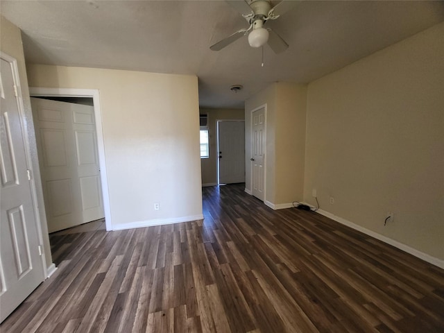1906 N 4th St, Killeen, TX 76541 - spare room featuring dark wood-type flooring, baseboards, and ceiling fan