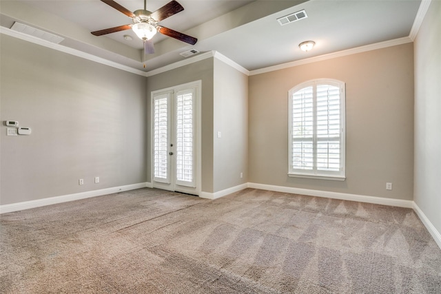 344 Redstone Dr, Sunnyvale, TX 75182 - carpeted empty room featuring a ceiling fan, crown molding, and baseboards