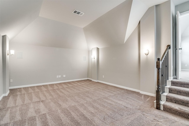 344 Redstone Dr, Sunnyvale, TX 75182 - bonus room with carpet floors, vaulted ceiling, baseboards, and stairs