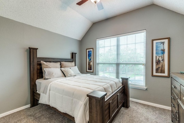 10613 Raleigh Dr, Frisco, TX 75035 - bedroom with lofted ceiling, light carpet, baseboards, and ceiling fan