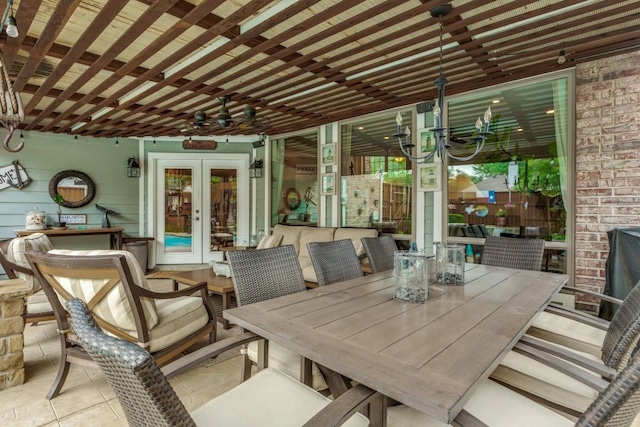 10613 Raleigh Dr, Frisco, TX 75035 - view of patio featuring french doors, ceiling fan, and outdoor dining area