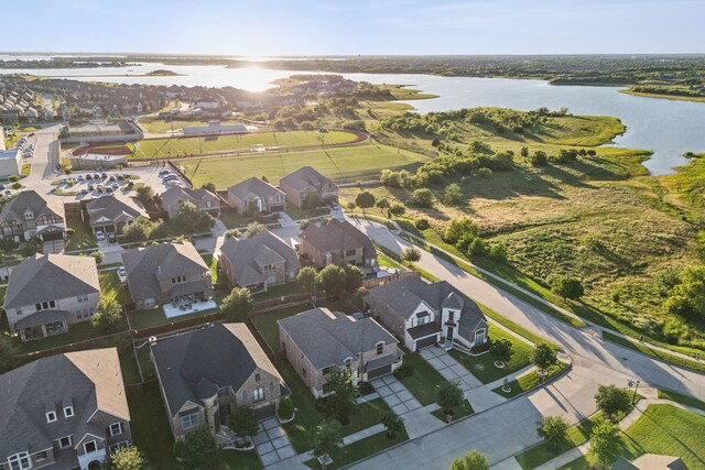 5221 Sylvan Shores Dr, Frisco, TX 75036 - aerial view of property's location featuring a nearby body of water and nearby suburban area