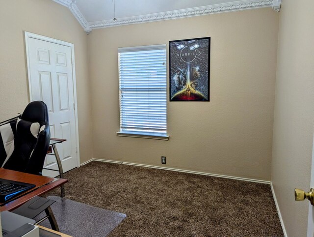 1275 Calistoga Dr, Rockwall, TX 75087 - carpeted office featuring crown molding and baseboards