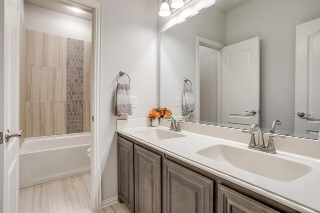 458 Mesquite Grove Rd, Midlothian, TX 76065 - full bathroom with double vanity, toilet, and  shower combination