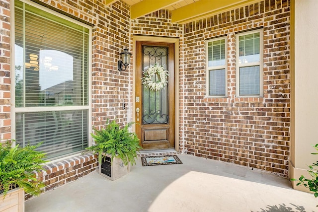 458 Mesquite Grove Rd, Midlothian, TX 76065 - doorway to property with brick siding and a porch