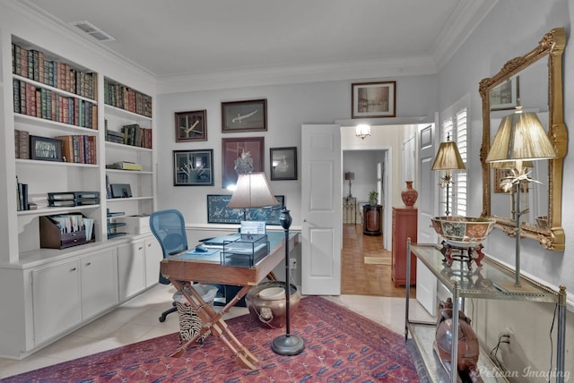 23 Tealwood, Shreveport, LA 71104 - office space featuring light tile patterned floors, crown molding, and built in features