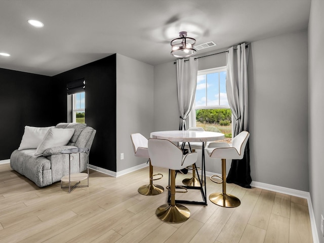 13333 Hedgebrook Pl, Fort Worth, TX 76008 - dining room with baseboards, light wood-style floors, and recessed lighting