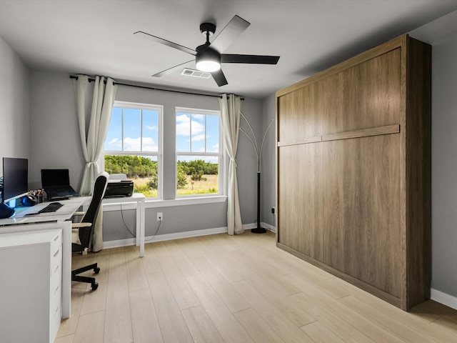 13333 Hedgebrook Pl, Fort Worth, TX 76008 - office space with light wood-style floors, baseboards, and ceiling fan