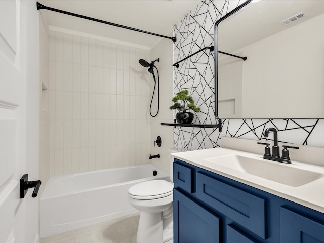 13333 Hedgebrook Pl, Fort Worth, TX 76008 - bathroom with toilet, bathing tub / shower combination, vanity, and tile patterned flooring