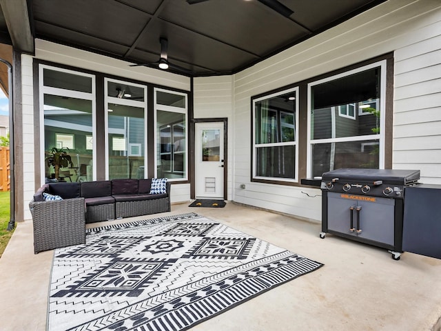 13333 Hedgebrook Pl, Fort Worth, TX 76008 - view of patio featuring outdoor lounge area and ceiling fan