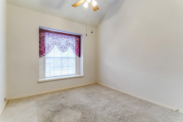 126 Oakbend Dr, Coppell, TX 75019 - empty room with carpet flooring, ceiling fan, baseboards, and lofted ceiling