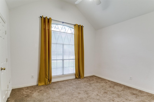 126 Oakbend Dr, Coppell, TX 75019 - empty room with lofted ceiling, plenty of natural light, a ceiling fan, and carpet flooring