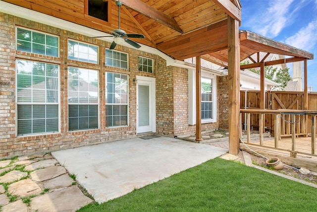 126 Oakbend Dr, Coppell, TX 75019 - view of patio / terrace featuring ceiling fan and a wooden deck